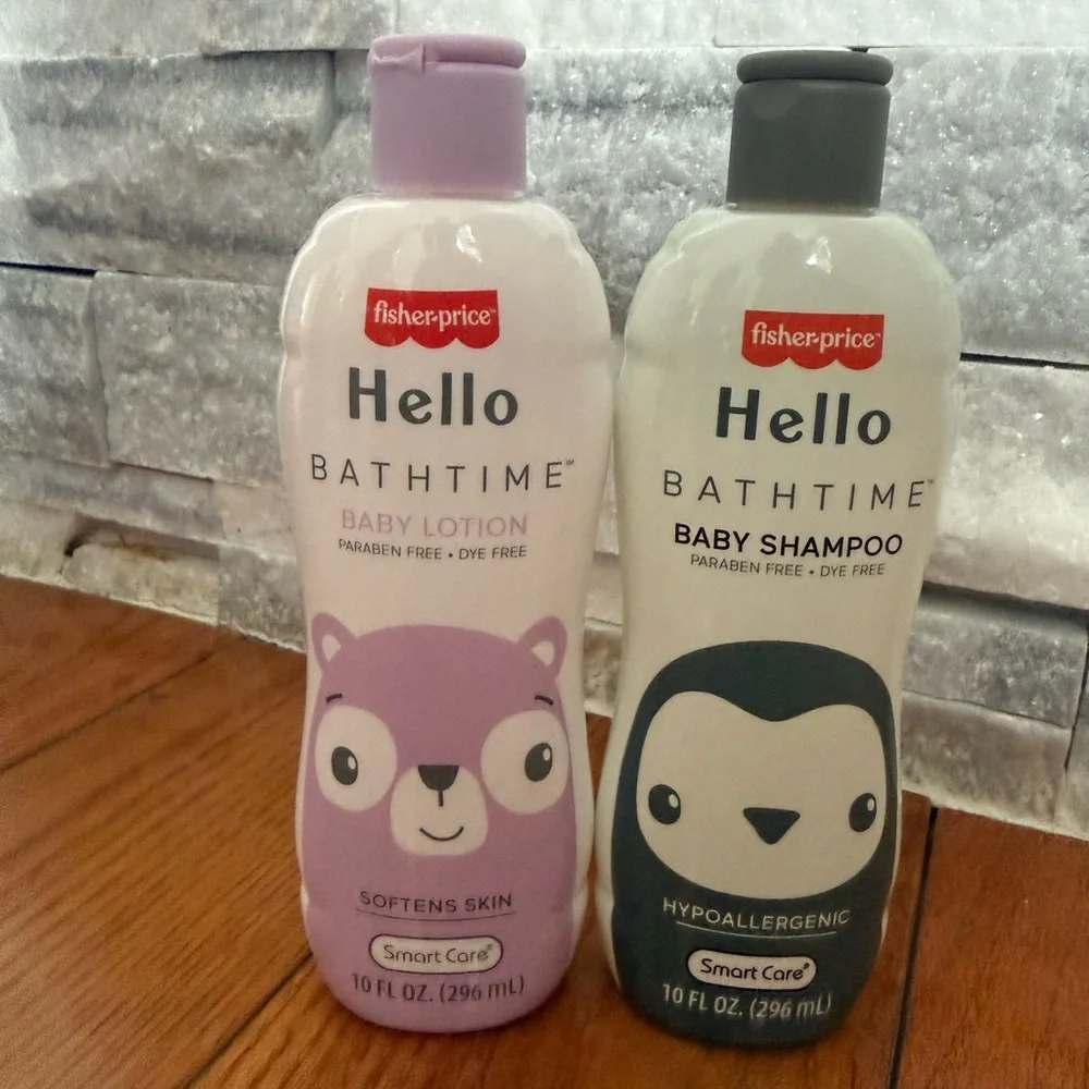 Fisher-Price Hello Bathtime Baby Lotion and Shampoo - Pink and Gray